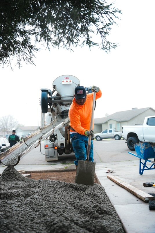 Concrete truck and crew